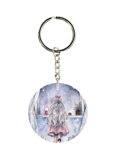 Girl Printed Double Sided Keychain