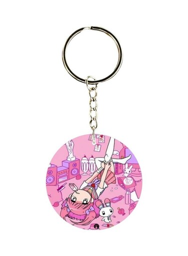 Anime Girl Printed Plastic Keychain