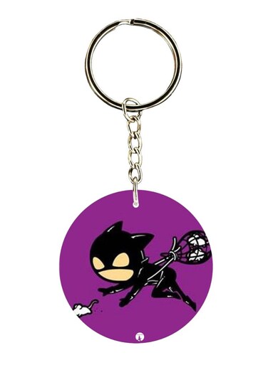 Double Sided Cat Woman Printed Keychain