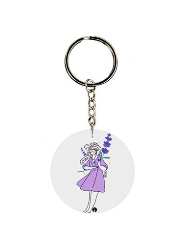 Girl Printed Double Sided Keychain