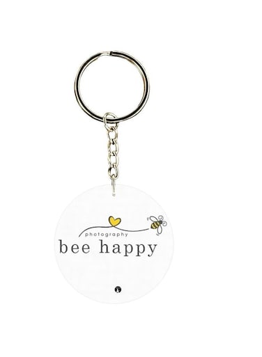 Bee Happy Printed Double Sided Keychain