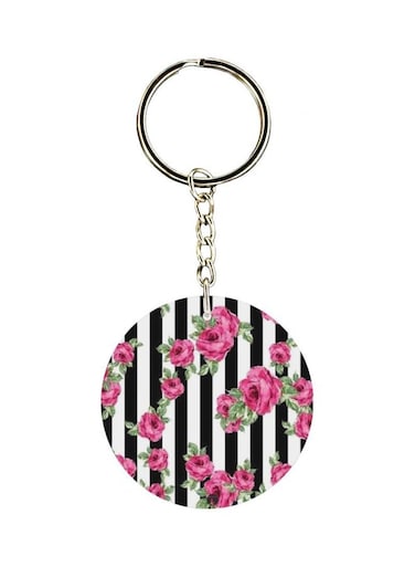 Flowers Printed Double Sided Keychain