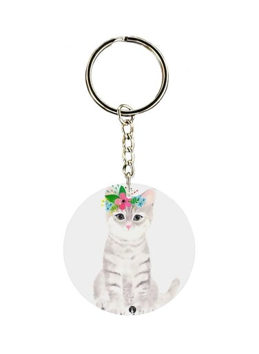 Cat Themed Single Sided Keychain