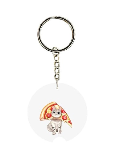 Cat Printed Plastic Keychain