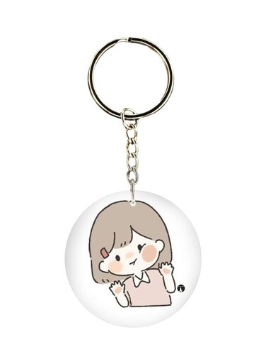 Cartoon Girl Printed Single Sided Keychain