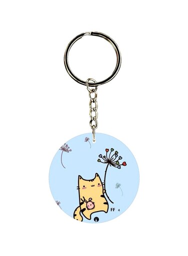 Cat Printed Dual Sided Keychain
