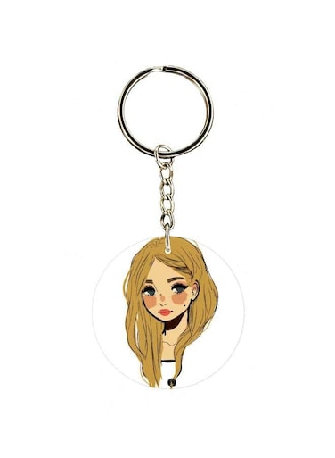 Cartoon Girl Printed Keychain