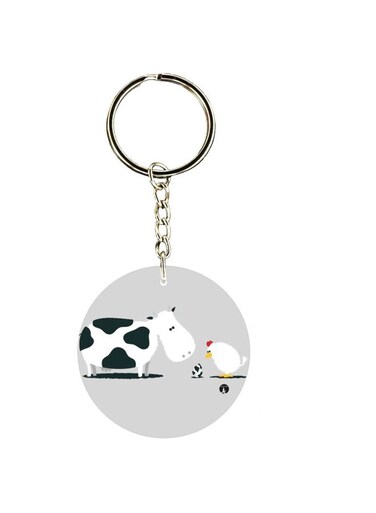 Cow And Hen Printed Keychain