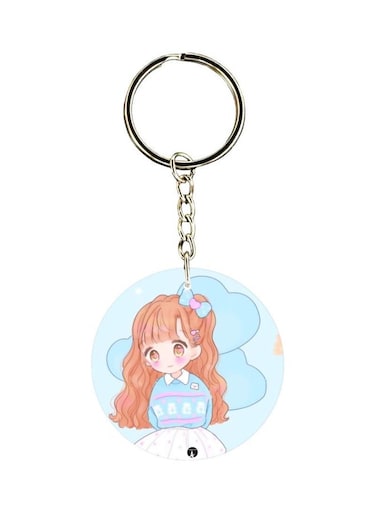 Girl Printed Double Sided Keychain