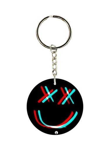 Double Sided Smiley Printed Keychain