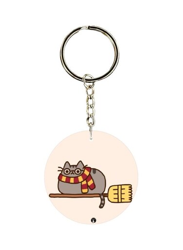 Cartoon Cat Printed Dual Sided Keychain