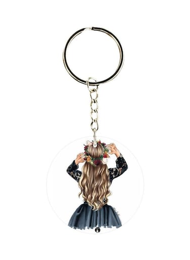 Girl Printed Plastic Keychain