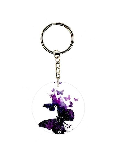 Butterfly Printed Double Sided Keychain