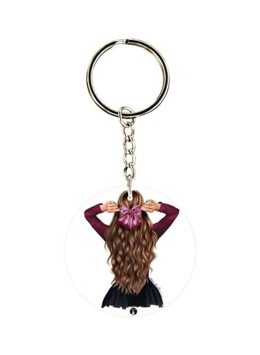 Cartoon Girl Printed Double Sided Keychain