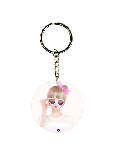 Girl Printed Dual Sided Keychain