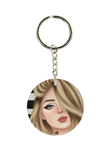 Girl Face Printed Double Sided Keychain