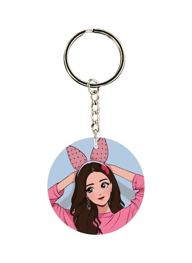 Girl Printed Double Sided Keychain