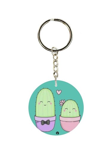 Cactus Printed Double Sided Keychain