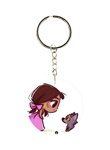 Girl Printed Plastic Keychain