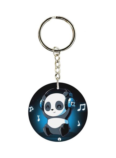 Music Panda Printed Keychain