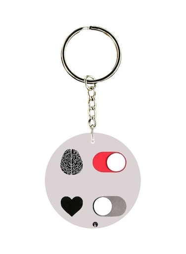 Double Sided Brain And Heart Printed Keychain