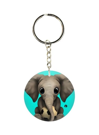 Double Sided Elephant Printed Keychain