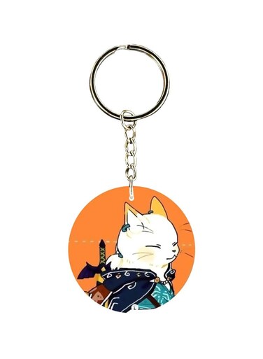 Cat Printed Dual Sided Keychain