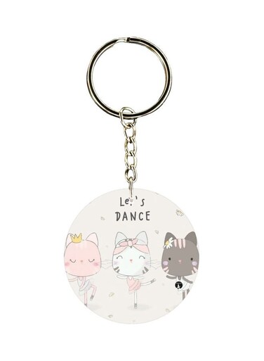 Lets Dance Cartoon Animals Printed Double Sided Keychain