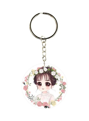 Girl Printed Plastic Keychain