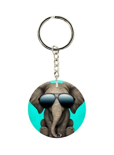 Elephant In Sunglasses Printed Keychain
