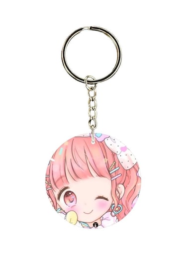 Girl Printed Double Sided Keychain