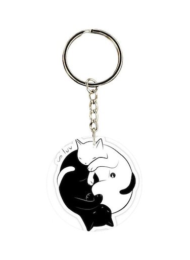 Cat Printed Dual Sided Keychain