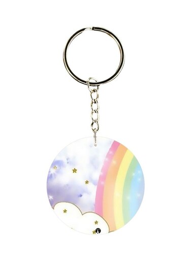 Rainbow Printed Plastic Keychain
