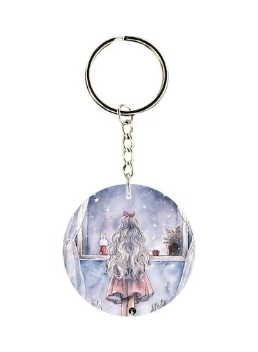Anime Girl Printed Plastic Keychain