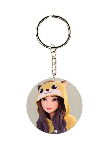 Girl Printed Double Sided Keychain
