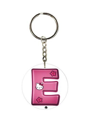 Initial E Designed Dual Sided Keychain