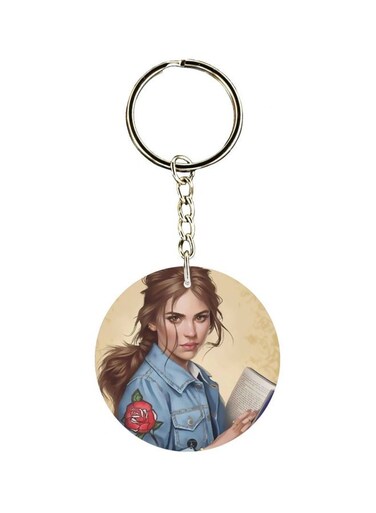 Cartoon Girl Printed Keychain