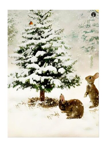 Pine Tree And Bunny Printed Decorative Plate Green/White/Brown 20x15cm