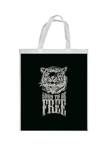 Born To Be Free Printed Shopping Bag Black/White