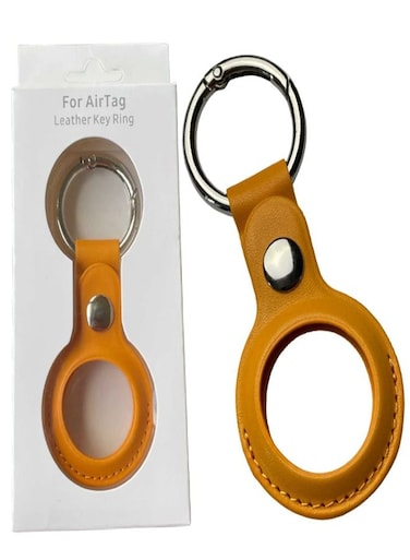 Protective Leather Case Tracker Cover with Air Tag Holder (California Poppy)
