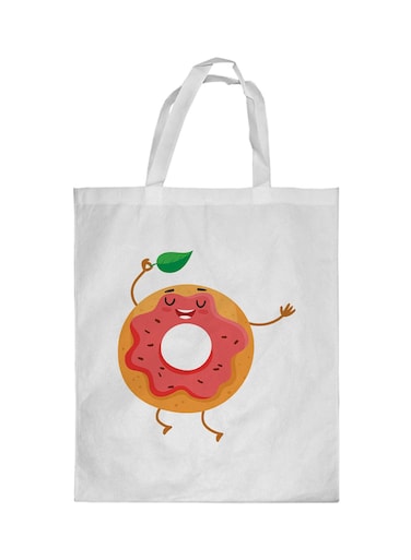 Donut Printed Shopping Bag White