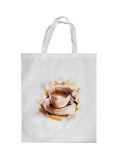 Cup Of Coffee Printed Shopping Bag White