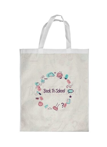 Back To School Printed Shopping Bag White
