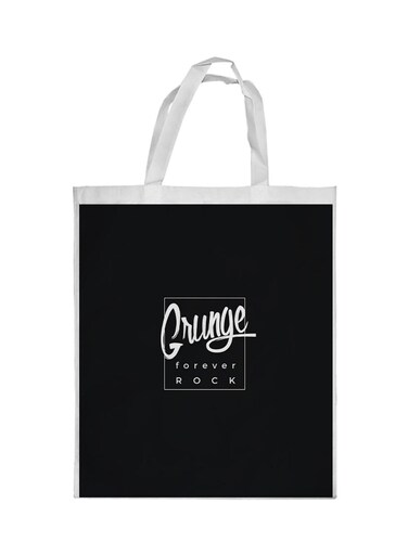 Grunge Forever Rock Printed Shopping Bag Black/White
