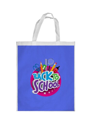 Back To School Printed Shopping Bag Blue/White