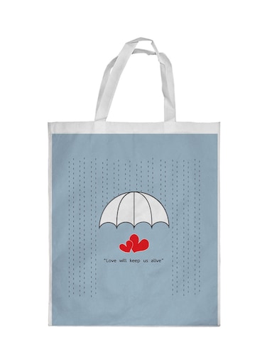 Love Will Stay Alive Printed Shopping Bag Blue/White