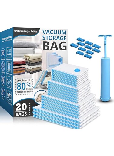 EOPTIFY Vacuum Storage Bags Pack set of 12 (3 XL, 3L, 3M, 3S) Space Saver Bags with Hand Pump &amp; Air Tight Bags for Travel, Packing, Re Usable Compression Bags for Cloth, Duvet, Bedding, Pillows,