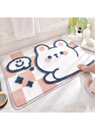 ELECDON Cute Animal Bathroom Rug Mat, Extra Soft and Absorbent Bath Rugs, Machine Wash Dry, Non-Slip Carpet Mat for Tub, Shower, and Bath Room, Rabbit (16x24In)