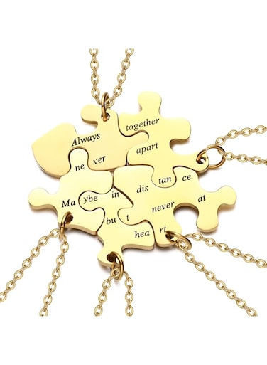 Yonhon BFF Necklace for 2/3/4/5/6 Stainless Steel Family Friendship Puzzle Sister Necklace Set