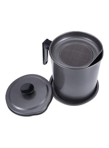 Storage Can Grease Keeper With Strainer And Lid Black